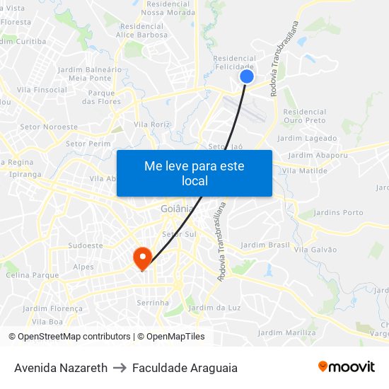 Avenida Nazareth to Faculdade Araguaia map