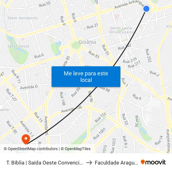 T. Bíblia | Saída Oeste Convencional to Faculdade Araguaia map