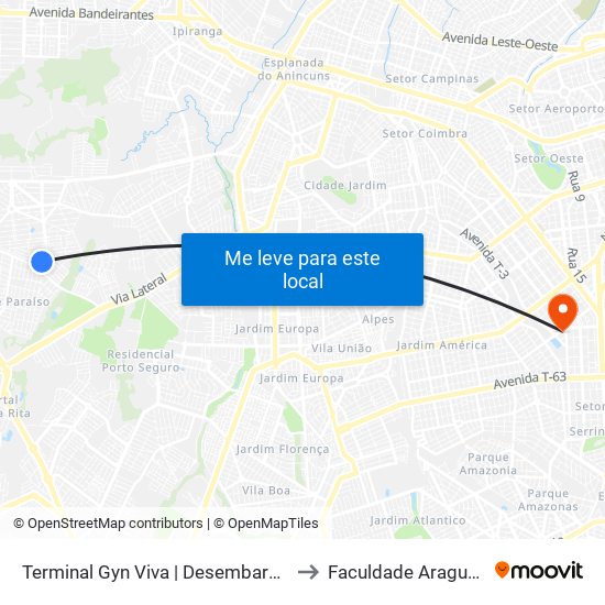 Terminal Gyn Viva | Desembarque to Faculdade Araguaia map