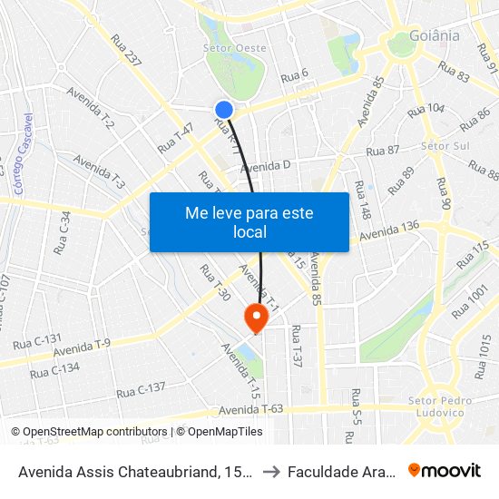 Avenida Assis Chateaubriand, 1526-1550 to Faculdade Araguaia map