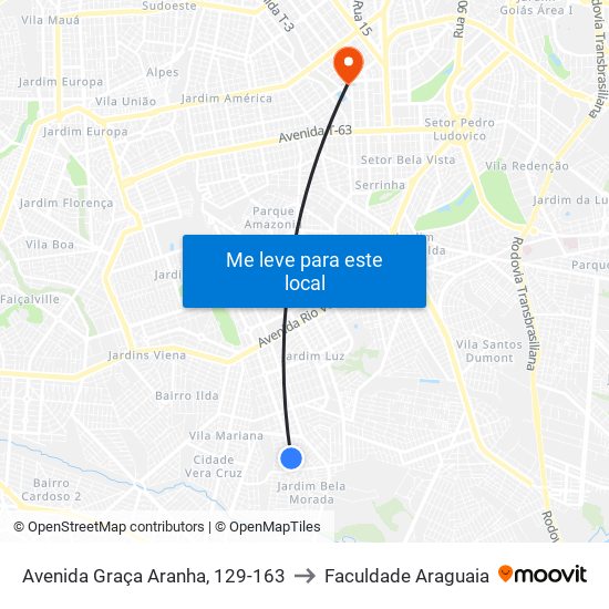 Avenida Graça Aranha, 129-163 to Faculdade Araguaia map