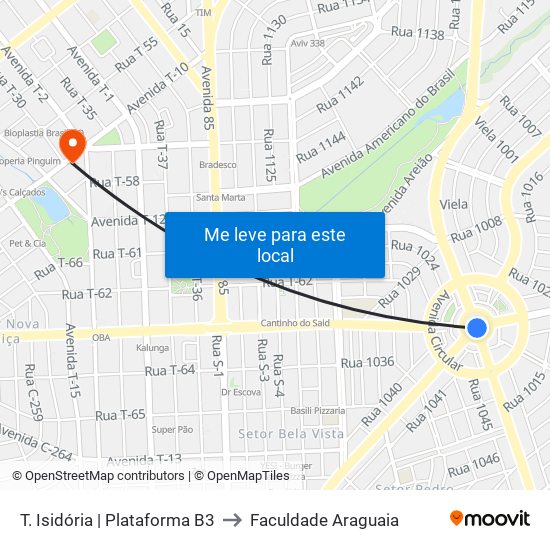 T. Isidória | Plataforma B3 to Faculdade Araguaia map