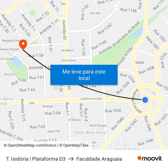 T. Isidória | Plataforma D3 to Faculdade Araguaia map