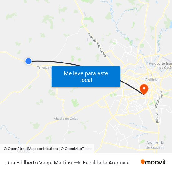 Rua Edilberto Veiga Martins to Faculdade Araguaia map