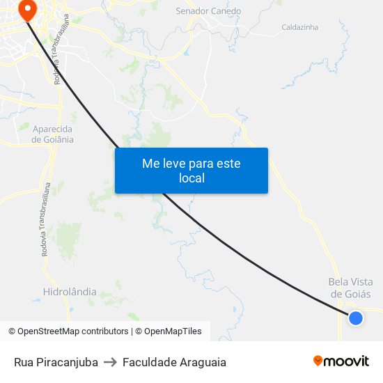 Rua Piracanjuba to Faculdade Araguaia map