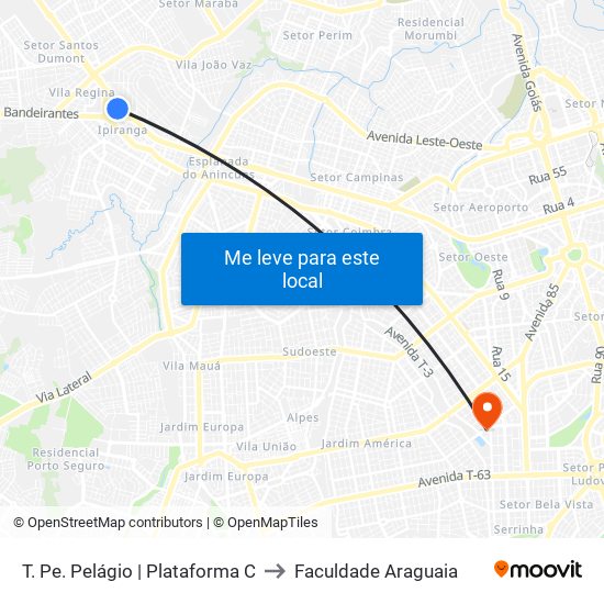 T. Pe. Pelágio | Plataforma C to Faculdade Araguaia map