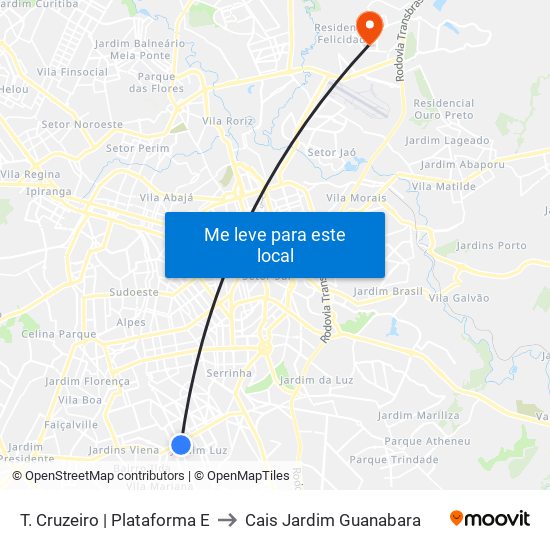 T. Cruzeiro | Plataforma E to Cais Jardim Guanabara map