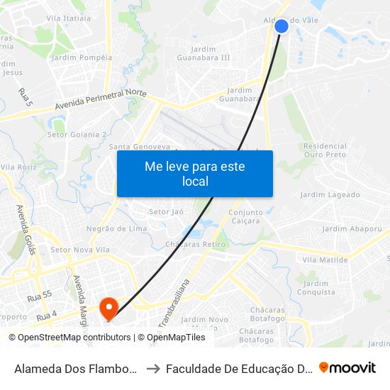 Alameda Dos Flamboyants to Faculdade De Educação Da Ufg map