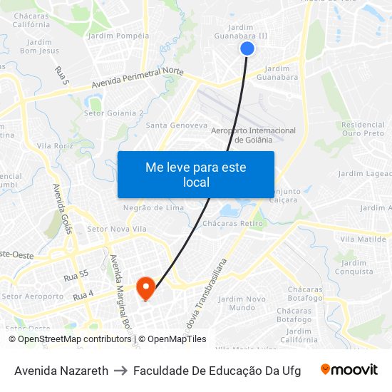 Avenida Nazareth to Faculdade De Educação Da Ufg map