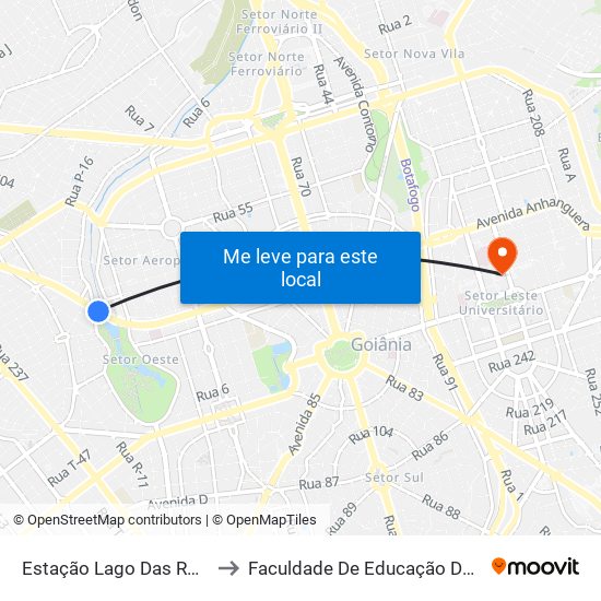 Estação Lago Das Rosas to Faculdade De Educação Da Ufg map