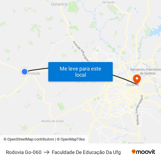 Rodovia Go-060 to Faculdade De Educação Da Ufg map