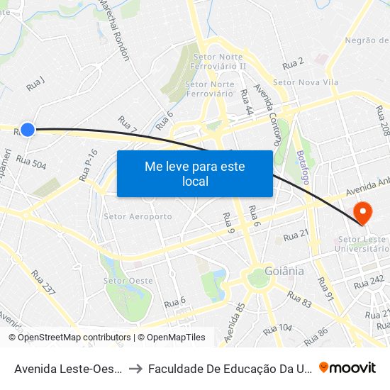 Avenida Leste-Oeste to Faculdade De Educação Da Ufg map