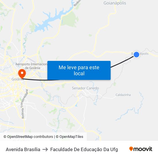 Avenida Brasília to Faculdade De Educação Da Ufg map