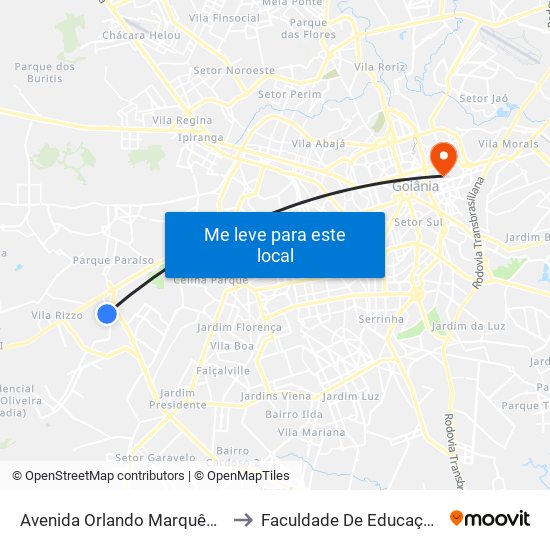 Avenida Orlando Marquês De Abreu to Faculdade De Educação Da Ufg map
