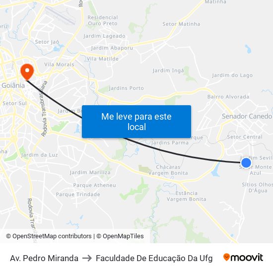 Av. Pedro Miranda to Faculdade De Educação Da Ufg map