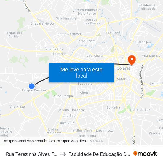 Rua Terezinha Alves Freire to Faculdade De Educação Da Ufg map