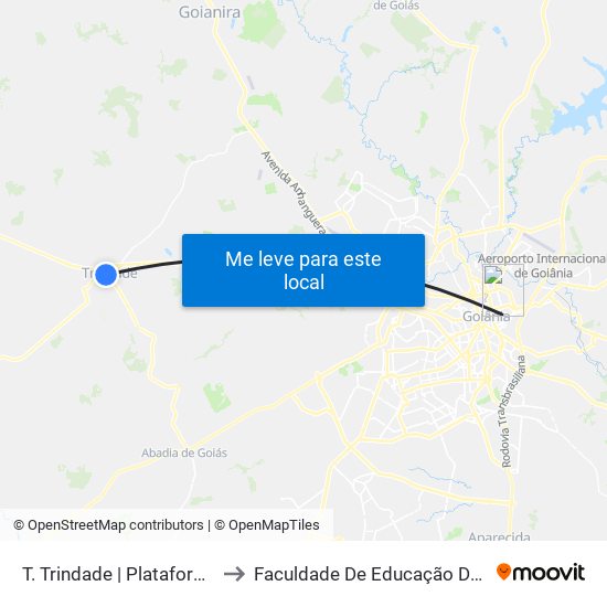 T. Trindade | Plataforma A to Faculdade De Educação Da Ufg map