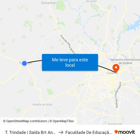 T. Trindade | Saída Brt Anhanguera to Faculdade De Educação Da Ufg map