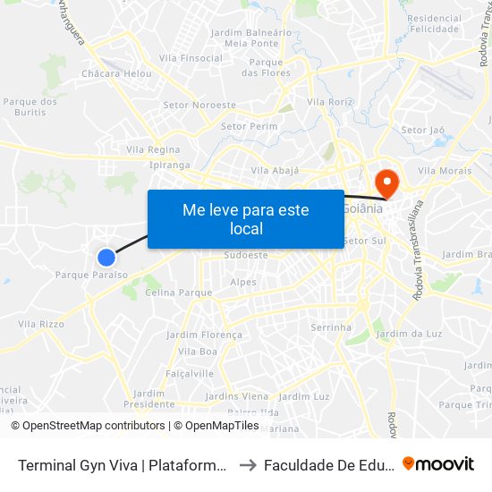 Terminal Gyn Viva | Plataforma A - Sentido: T. Dergo to Faculdade De Educação Da Ufg map