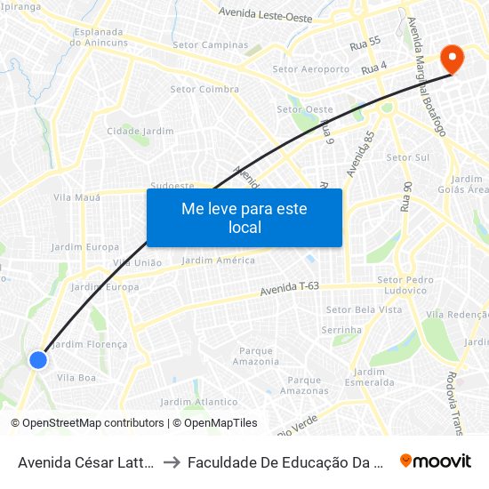 Avenida César Lattes to Faculdade De Educação Da Ufg map