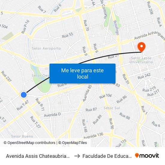 Avenida Assis Chateaubriand, 1978-2016 to Faculdade De Educação Da Ufg map