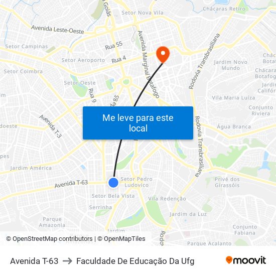 Avenida T-63 to Faculdade De Educação Da Ufg map