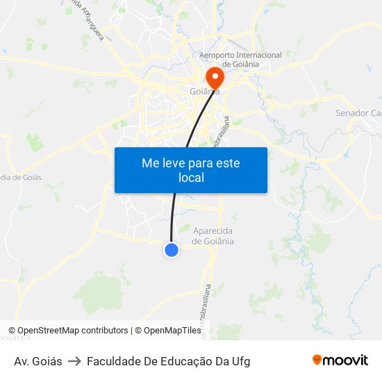 Av. Goiás to Faculdade De Educação Da Ufg map