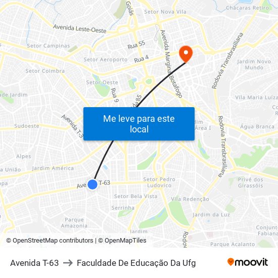 Avenida T-63 to Faculdade De Educação Da Ufg map