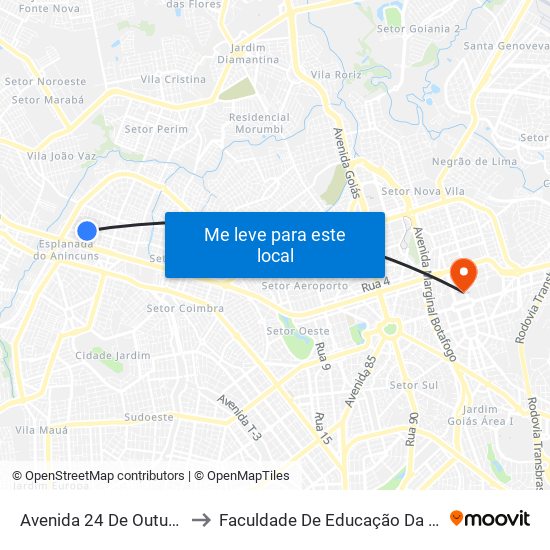 Avenida 24 De Outubro to Faculdade De Educação Da Ufg map