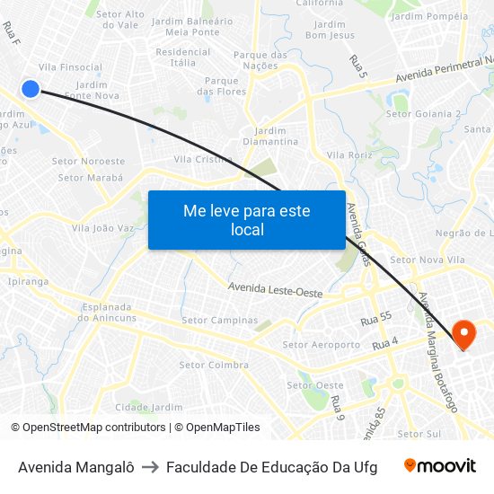 Avenida Mangalô to Faculdade De Educação Da Ufg map