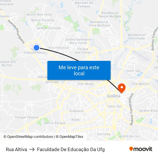 Rua Altiva to Faculdade De Educação Da Ufg map