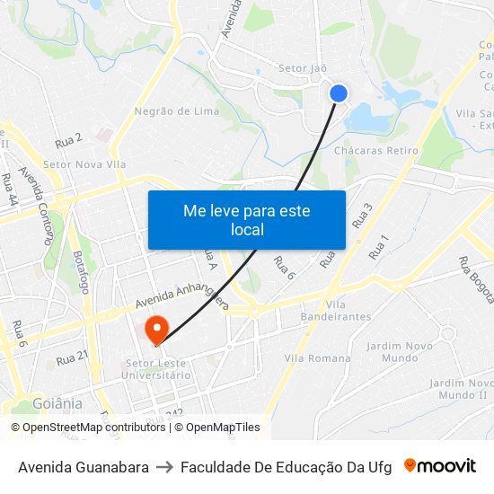 Avenida Guanabara to Faculdade De Educação Da Ufg map