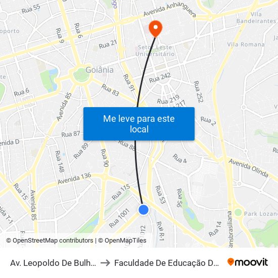 Av. Leopoldo De Bulhões to Faculdade De Educação Da Ufg map