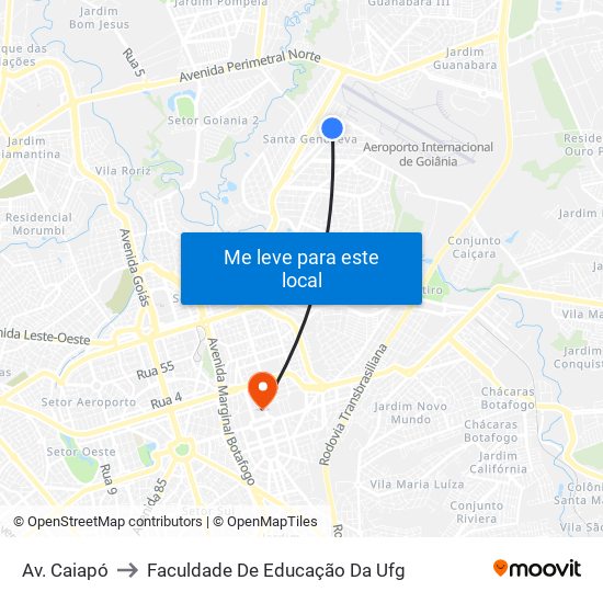 Av. Caiapó to Faculdade De Educação Da Ufg map