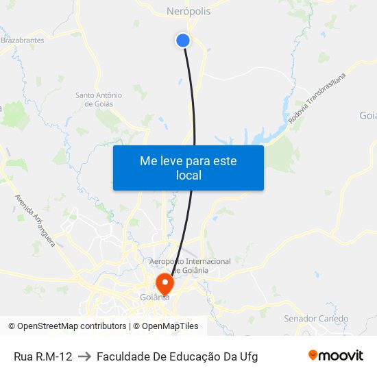 Rua R.M-12 to Faculdade De Educação Da Ufg map