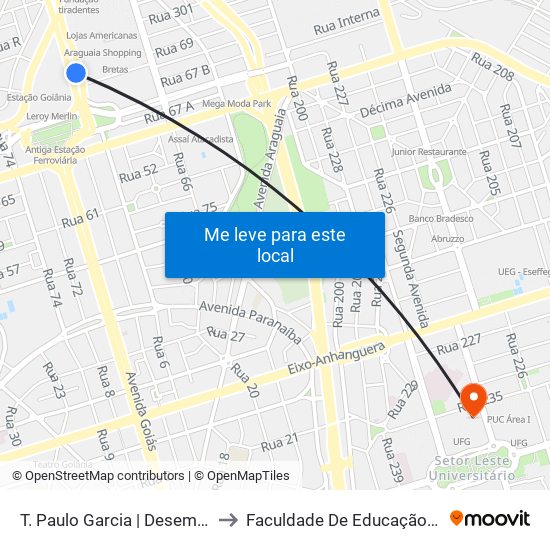 T. Paulo Garcia | Desembarque to Faculdade De Educação Da Ufg map