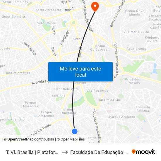 T. Vl. Brasília | Plataforma B2 to Faculdade De Educação Da Ufg map