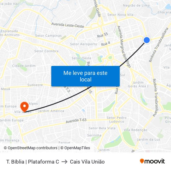 T. Bíblia | Plataforma C to Cais Vila União map