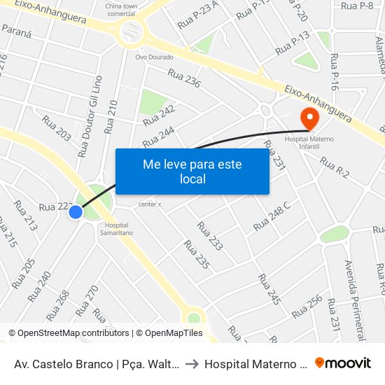 Av. Castelo Branco | Pça. Walter Santos to Hospital Materno Infantil map