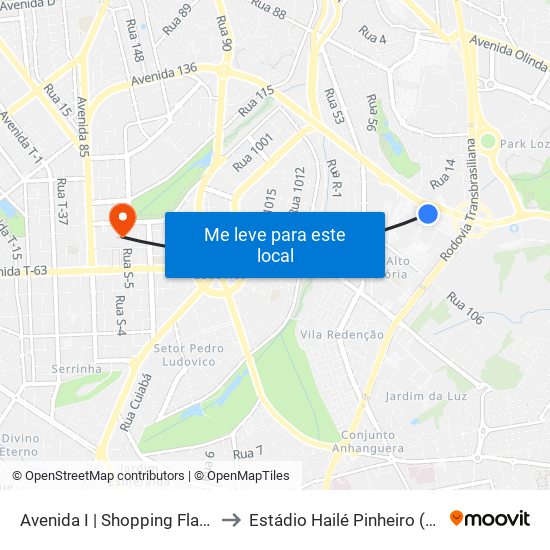 Avenida I | Shopping Flamboyant to Estádio Hailé Pinheiro (Serrinha) map
