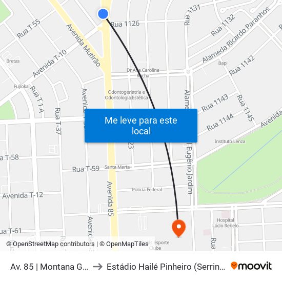 Av. 85 | Montana Grill to Estádio Hailé Pinheiro (Serrinha) map