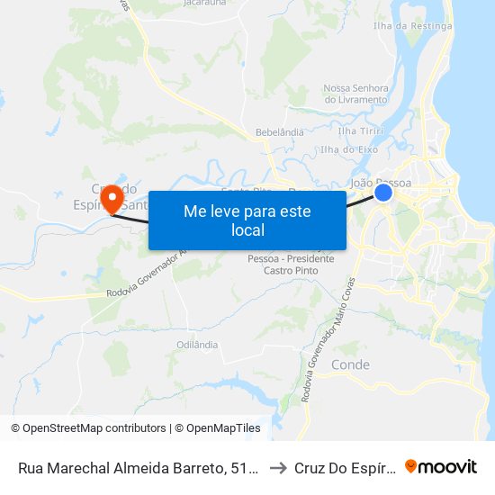 Rua Marechal Almeida Barreto, 515 | Mercado Central to Cruz Do Espírito Santo map