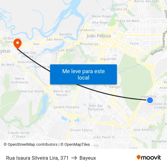 Rua Isaura Silveira Lira, 371 to Bayeux map