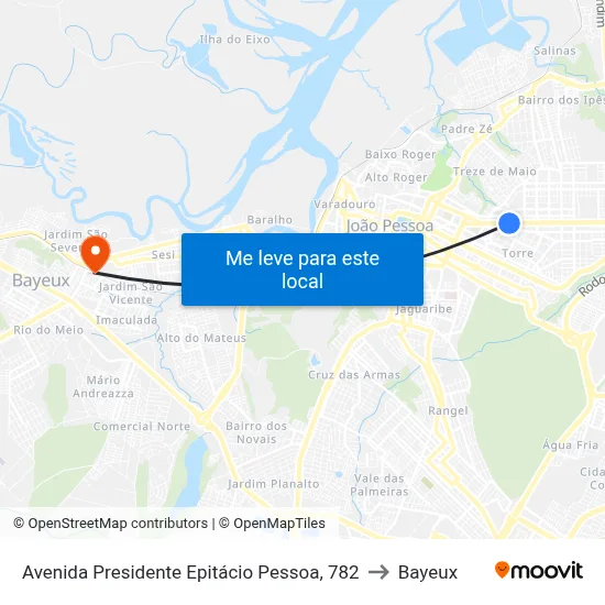 Avenida Presidente Epitácio Pessoa, 782 to Bayeux map