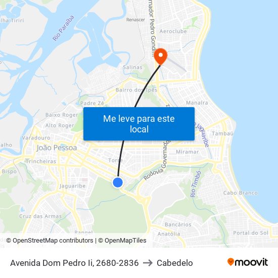 Avenida Dom Pedro Ii, 2680-2836 to Cabedelo map