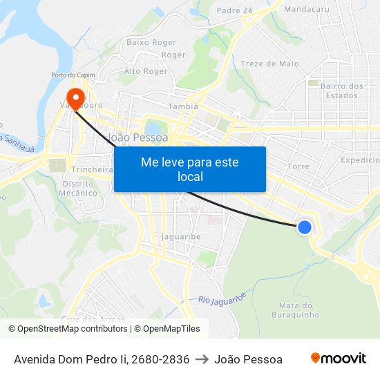 Avenida Dom Pedro Ii, 2680-2836 to João Pessoa map