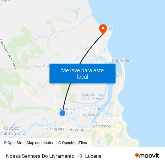 Nossa Senhora Do Livramento to Lucena map