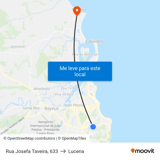 Rua Josefa Taveira, 633 to Lucena map