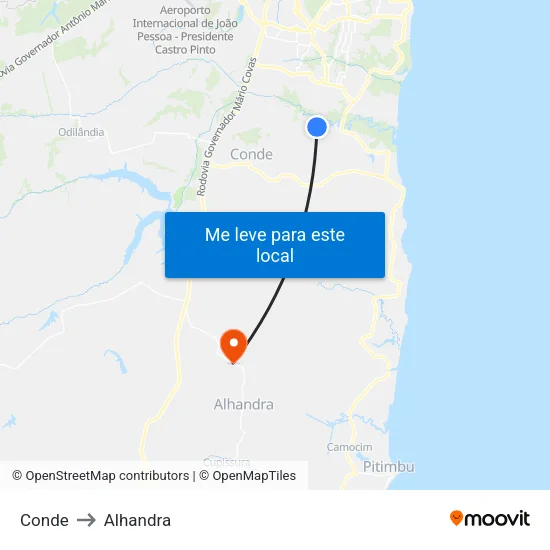 Conde to Alhandra map