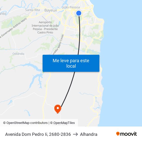 Avenida Dom Pedro Ii, 2680-2836 to Alhandra map